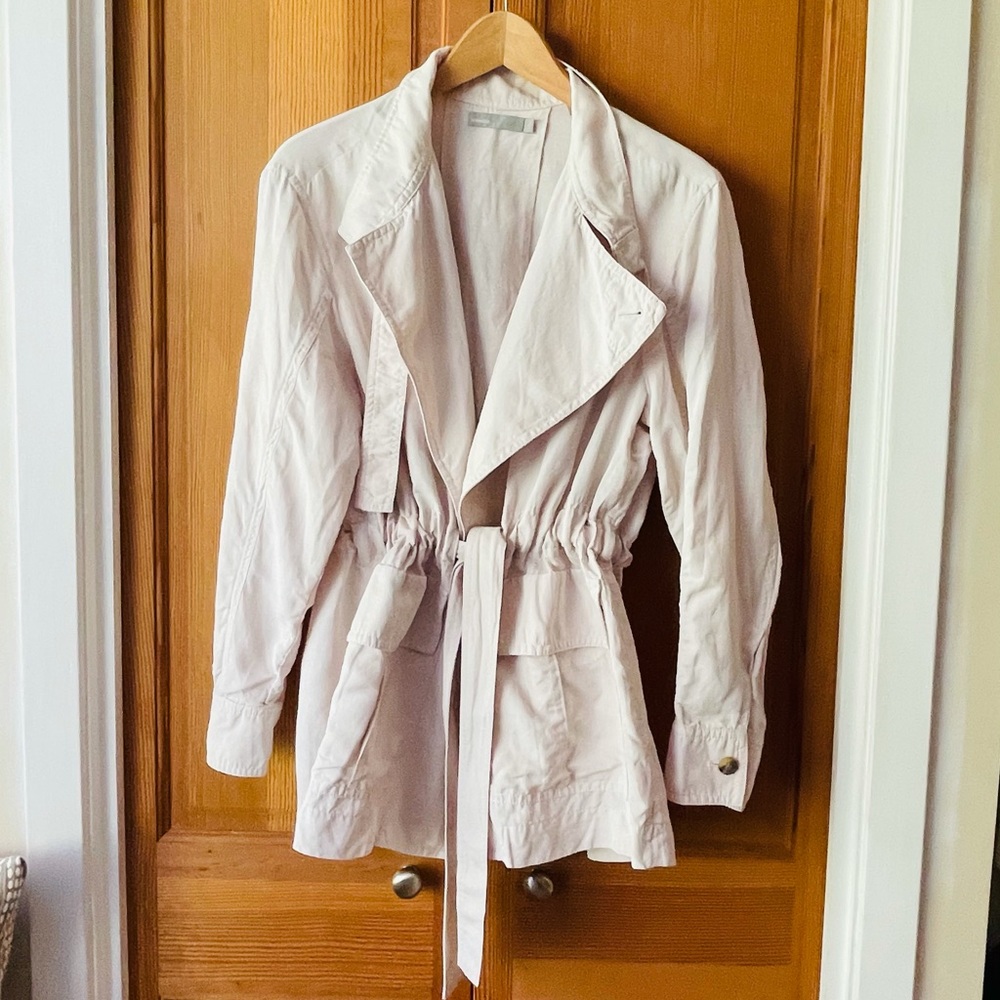 Vince Lightweight Linen Coat with Collar Detail